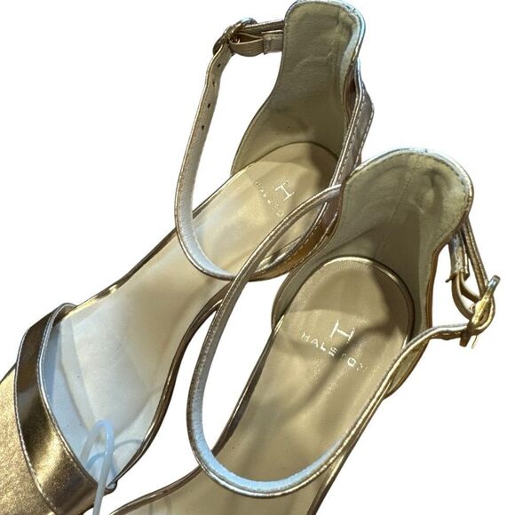 Revolve H by Halston Rose Gold and Silver Practical Block Heel Sandals NWOT - Picture 8 of 12